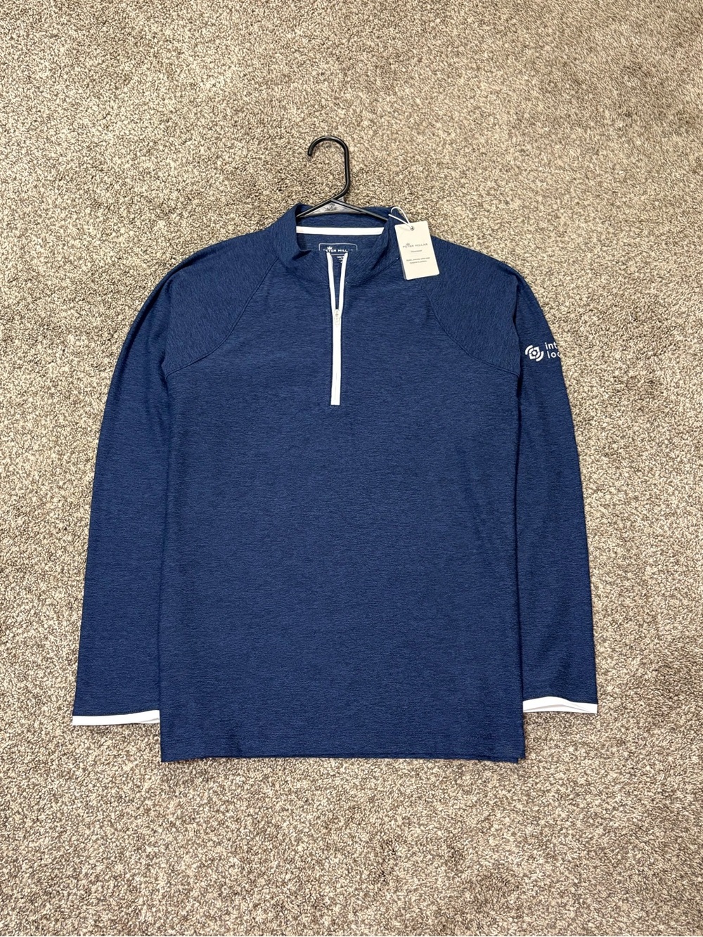 Peter Millar Perth Raglan Sleeve Top Womens Large Blue 1/4 Zip Stretch Golf New